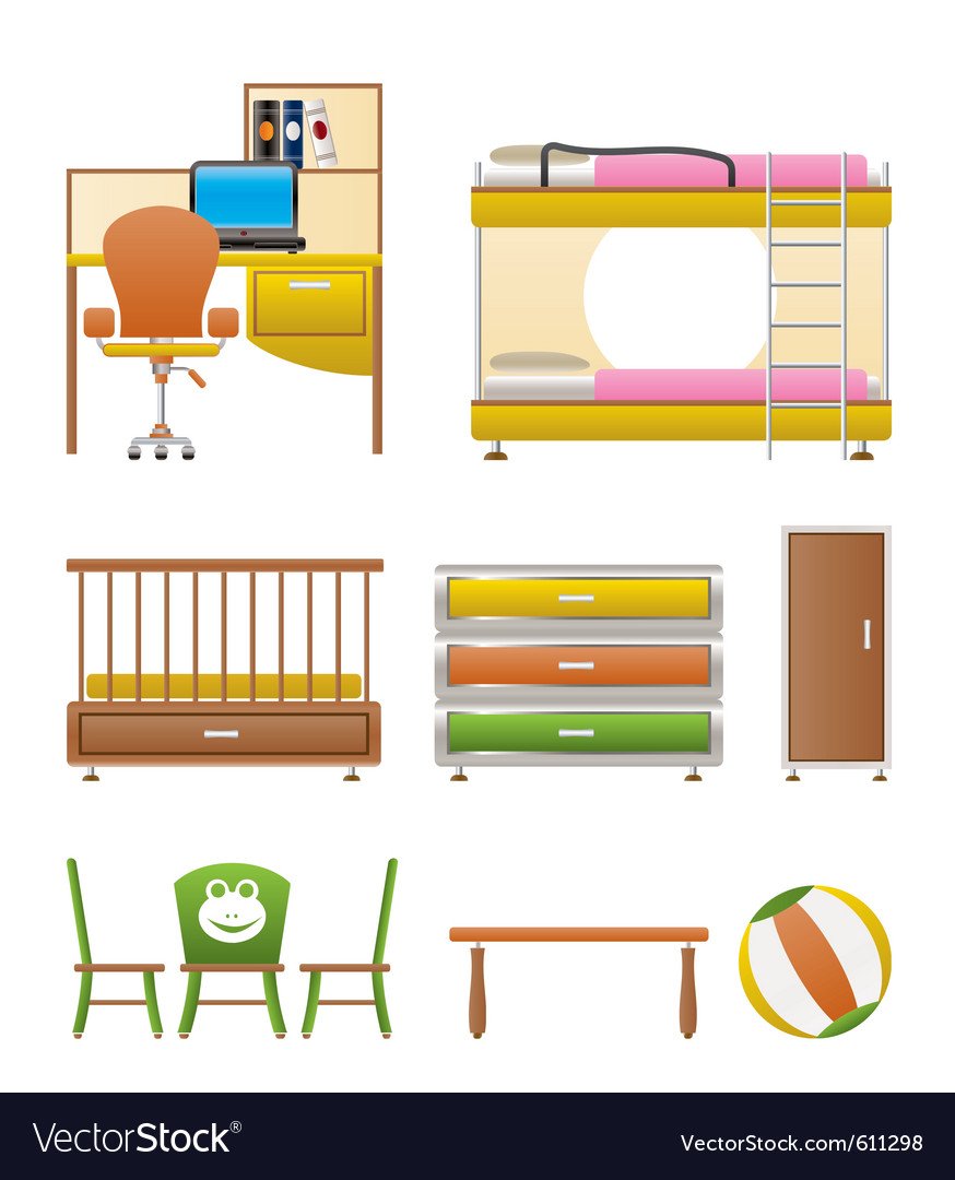 Нарисовать мебель для детей