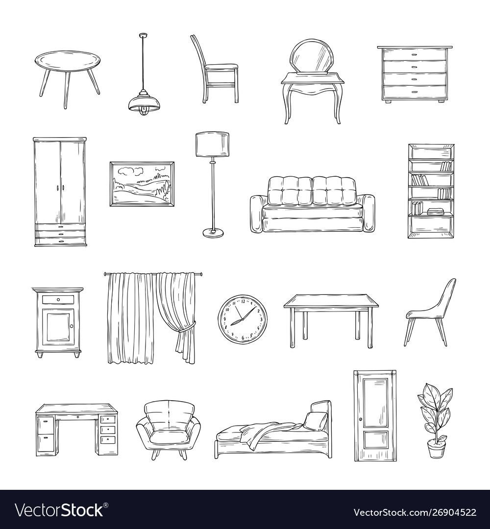 Графическое изображение мебели в интерьере