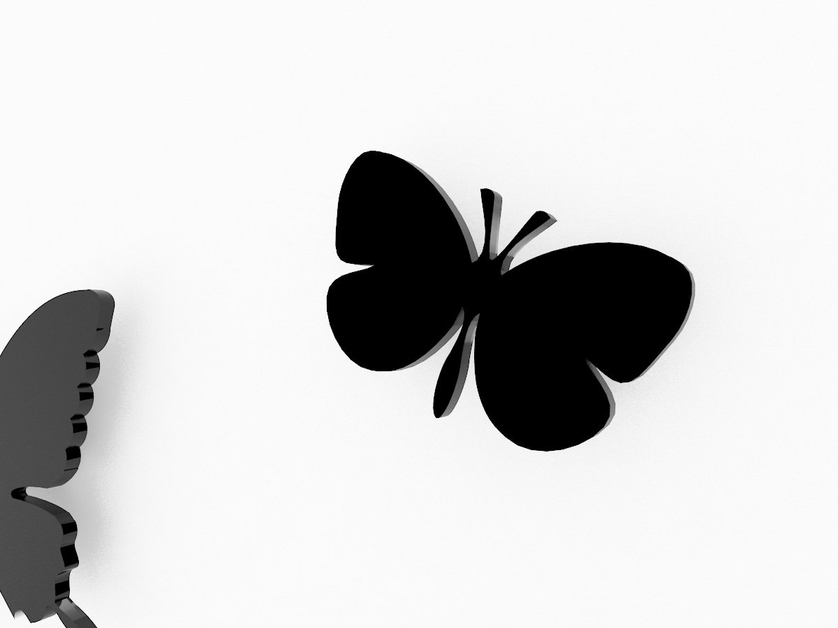 Контур бабочки на белом фоне