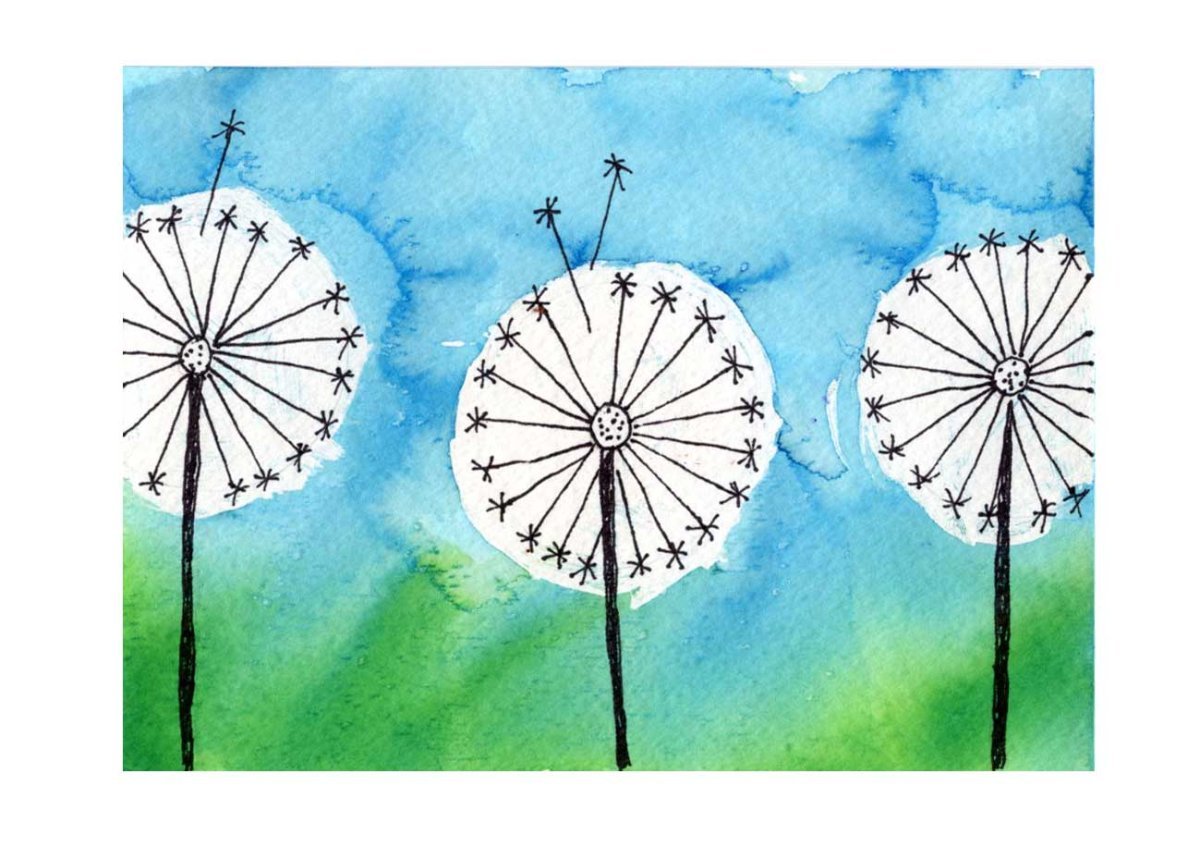 Креативное рисование одуванчиков