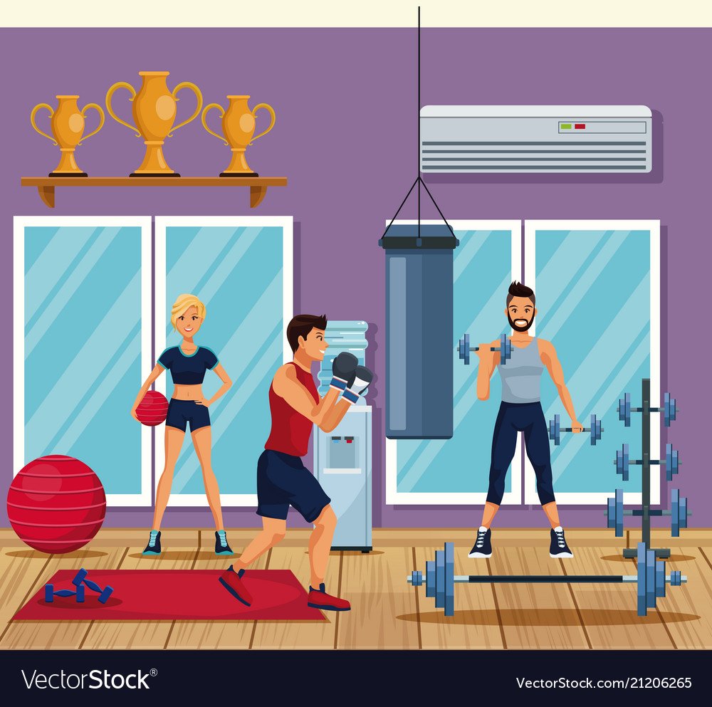 Занятие в спортзале арт