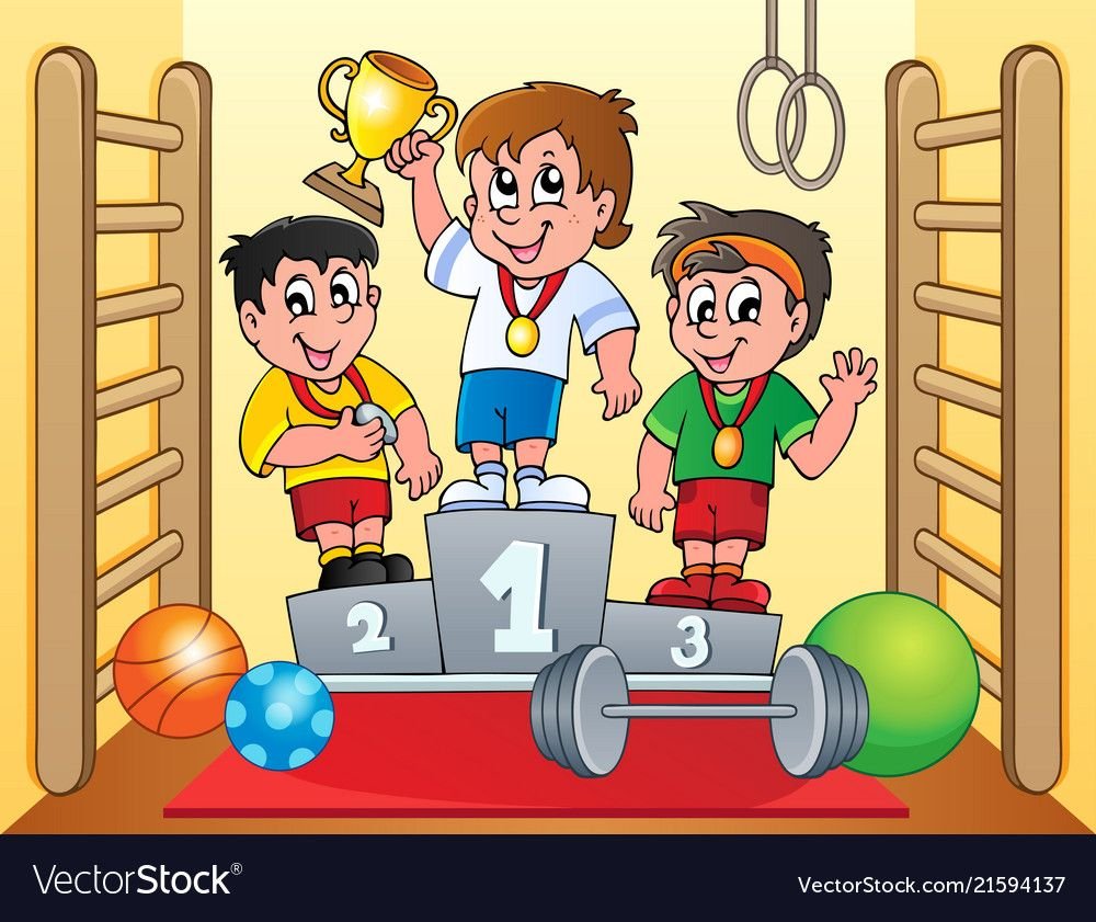 Спортивный зал в детском саду мультяшный