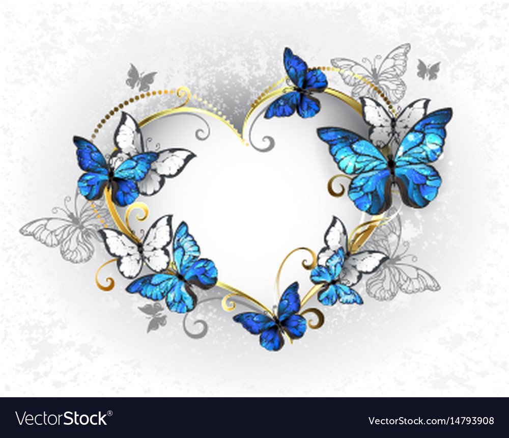 Рисунок бабочки сердечки бирюзовые