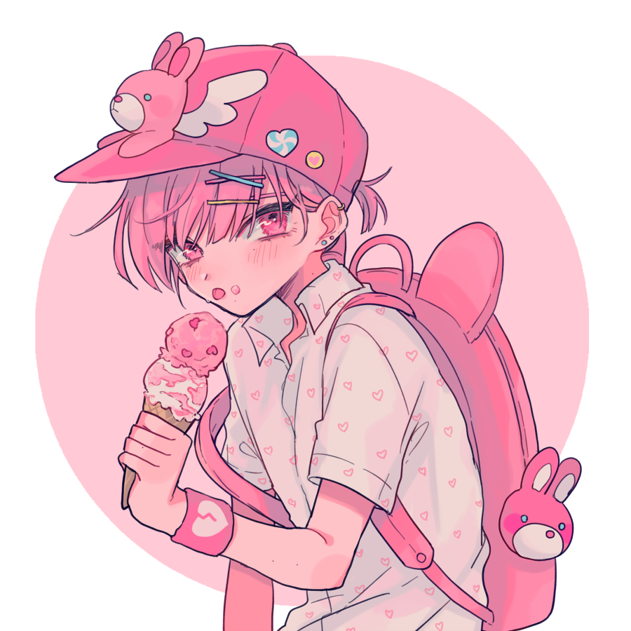 Аниме розовый парень