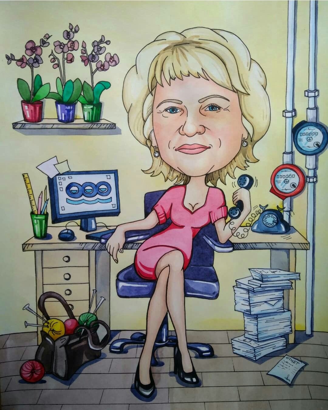 Шарж женский коллектив