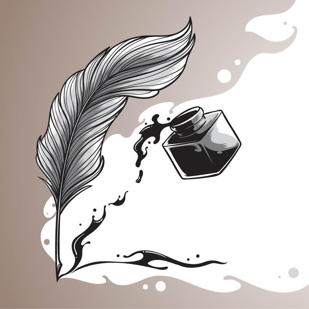 Перо с чернилами рисунок