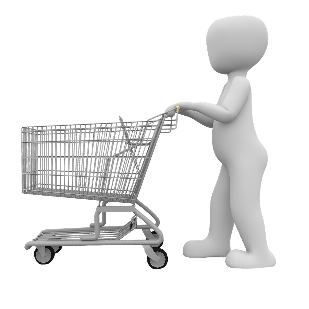 Покупатель с тележкой
