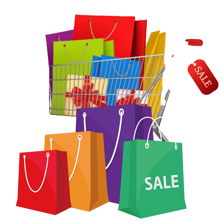 Пакеты с покупками на прозрачном фоне