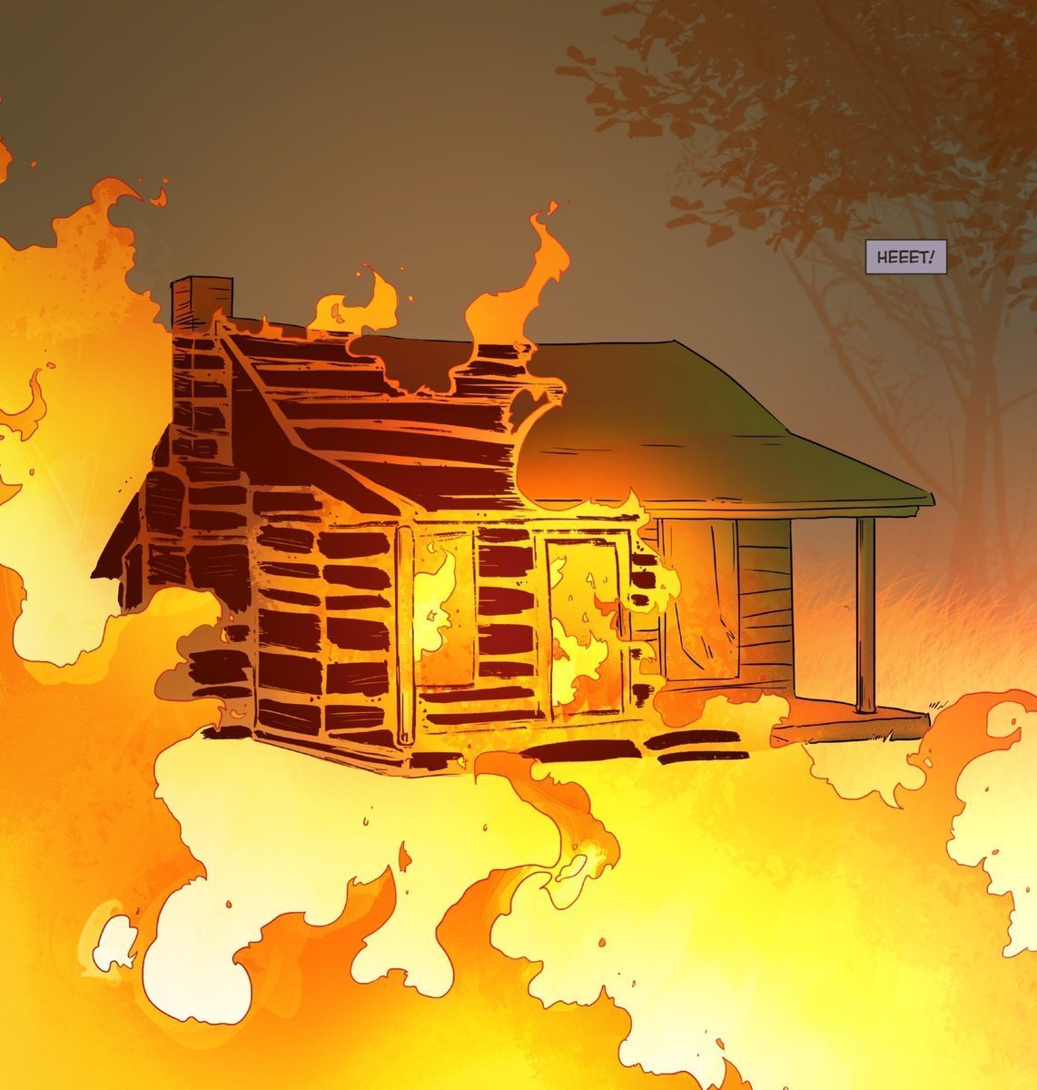 Горящий дом арт