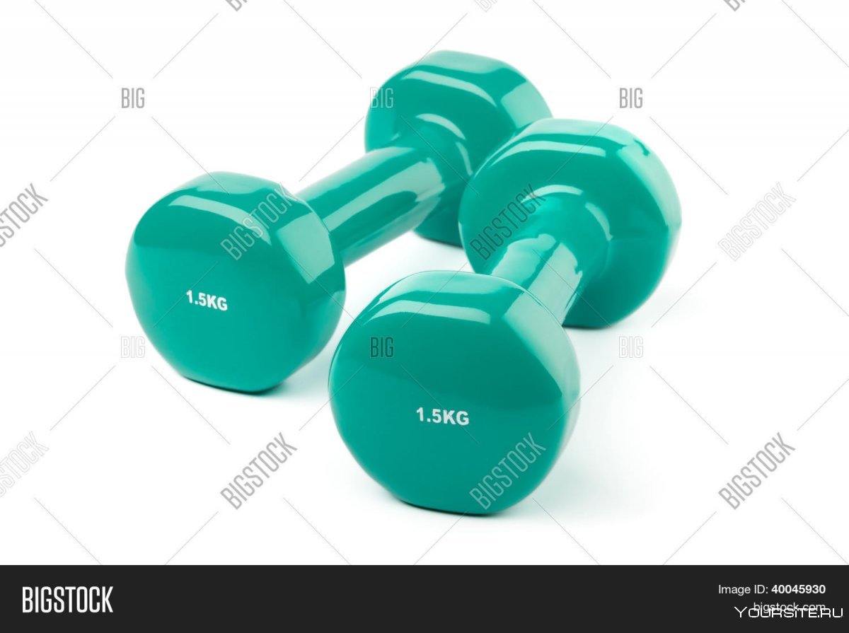 Гантели на бирюзовом фоне