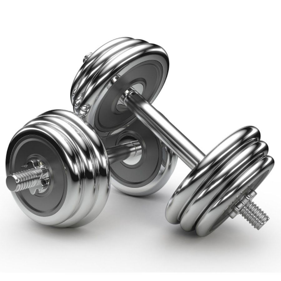 Гантели на белом фоне