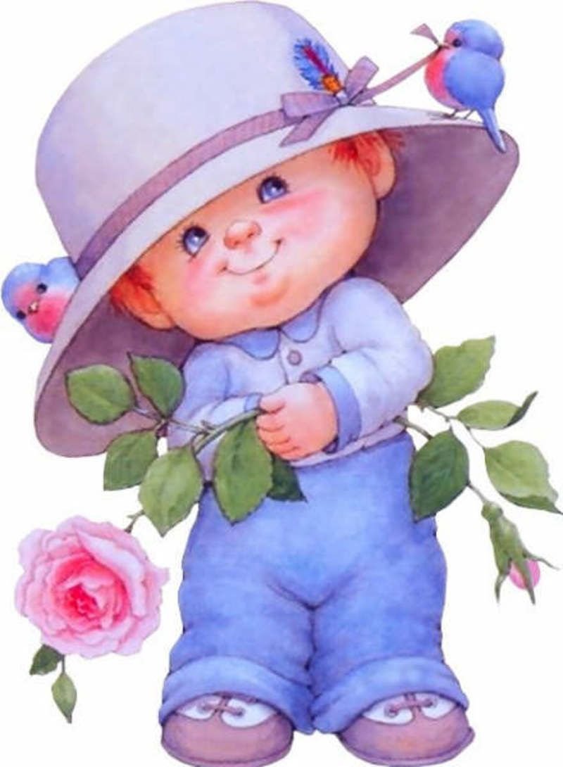 Дети с цветами мультяшные