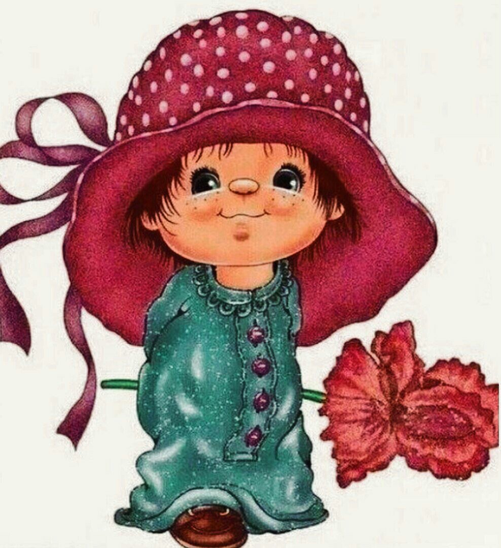 Девочка с цветами мультяшная