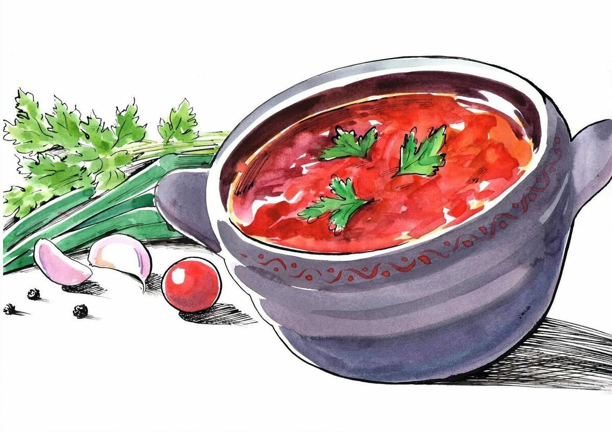 Борщ акварель