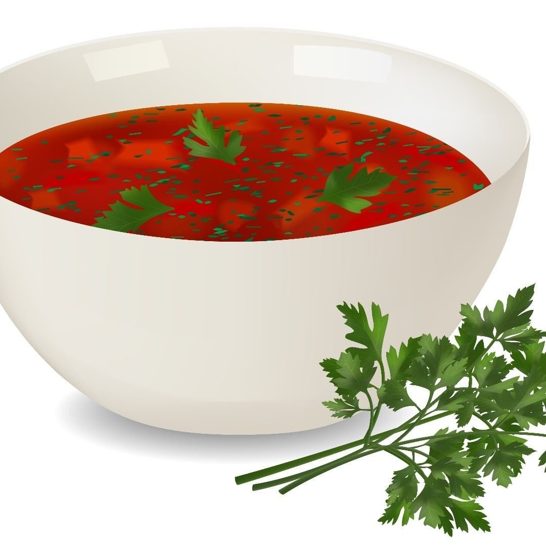 Борщ в кастрюле на белом фоне