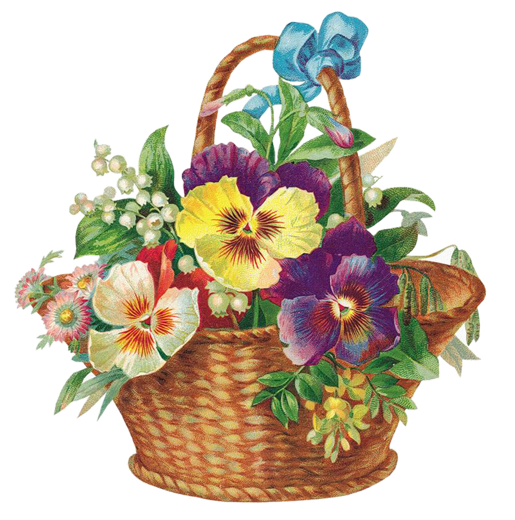 Ребенок с корзиной цветов