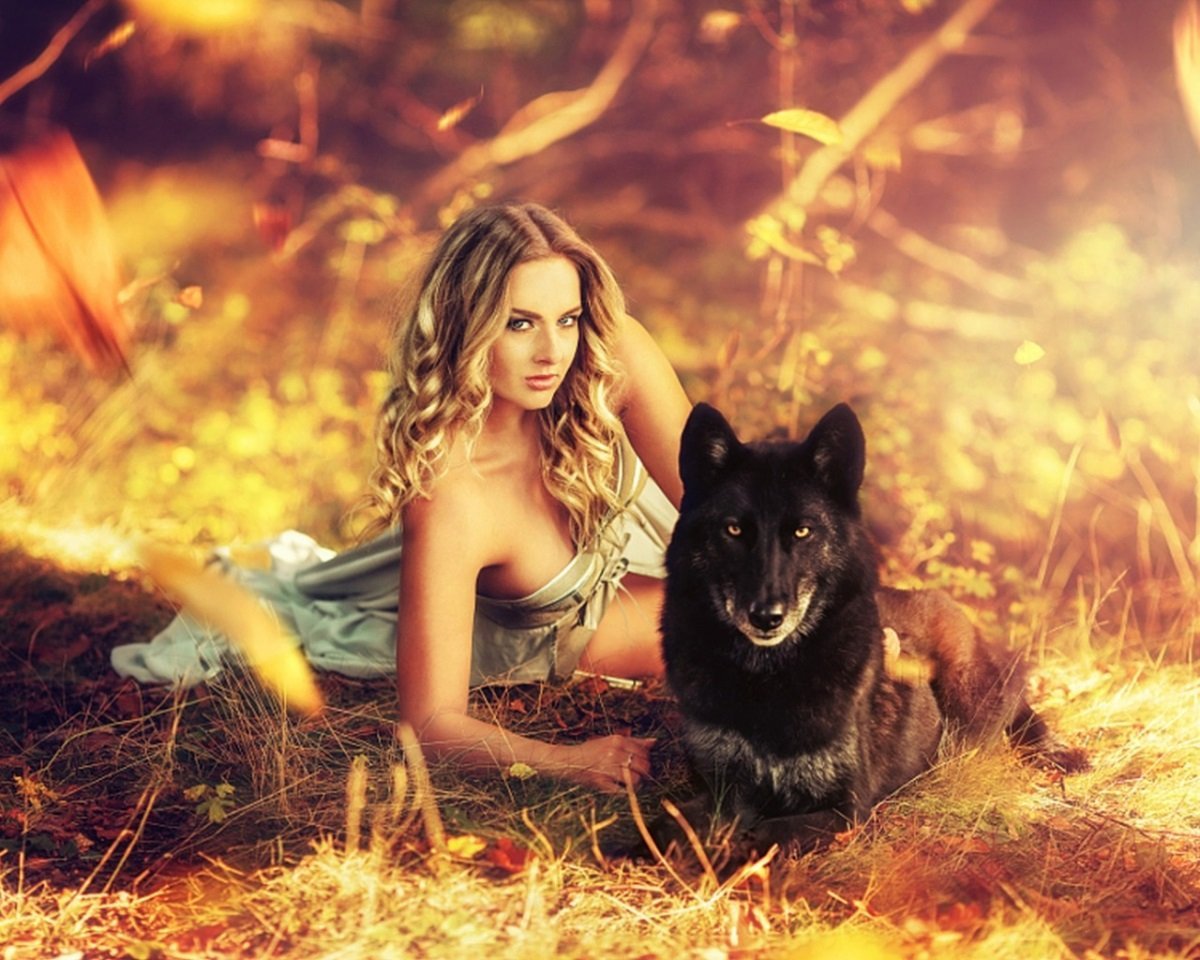 Девушка с волком фотосессия