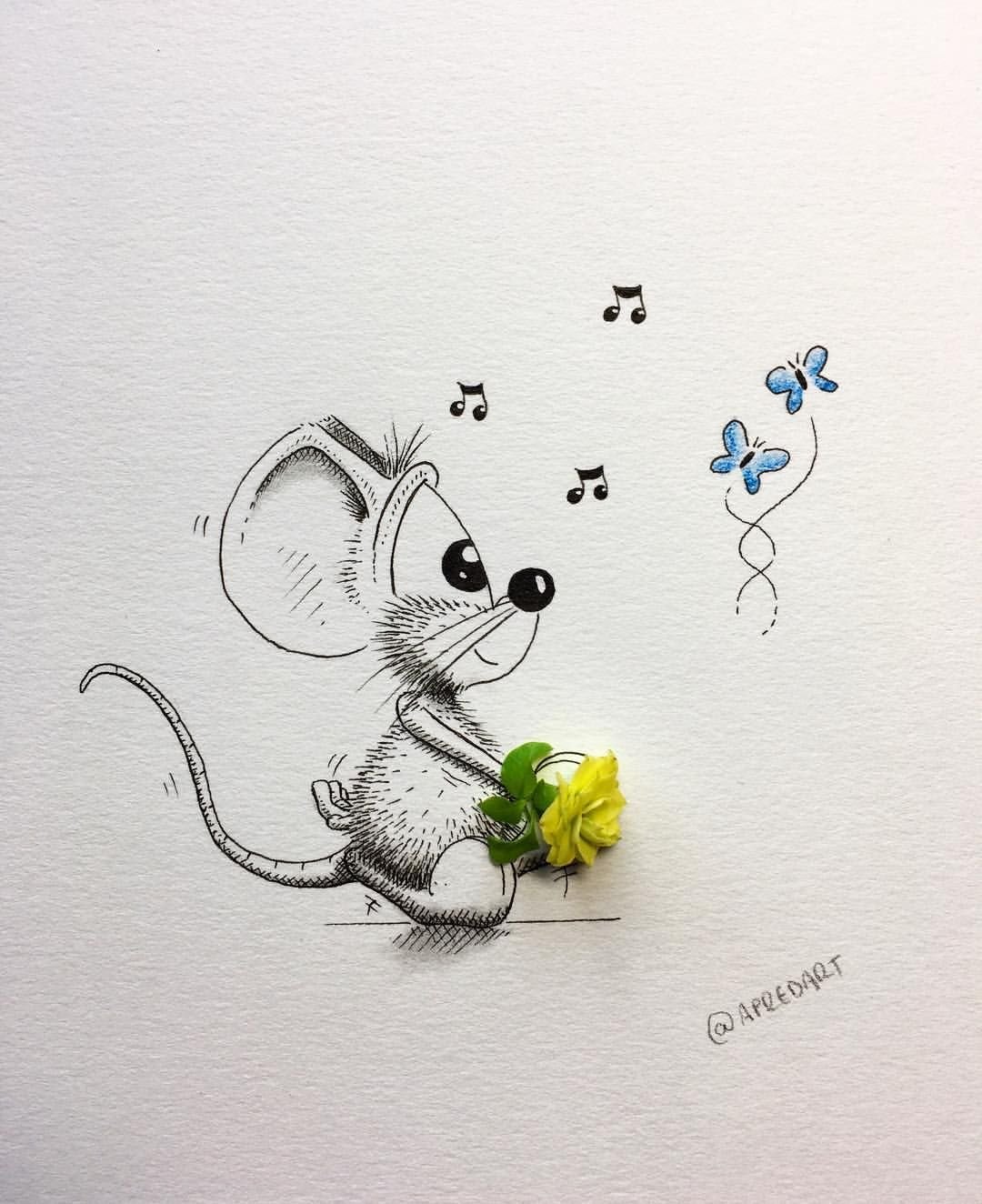 Мышонок рисунок карандашом