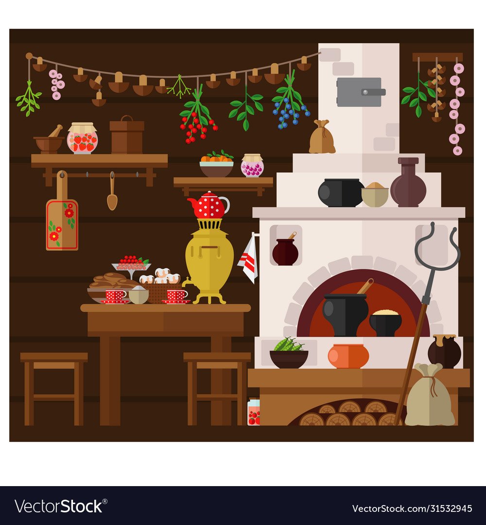 Деревенская печь вектор
