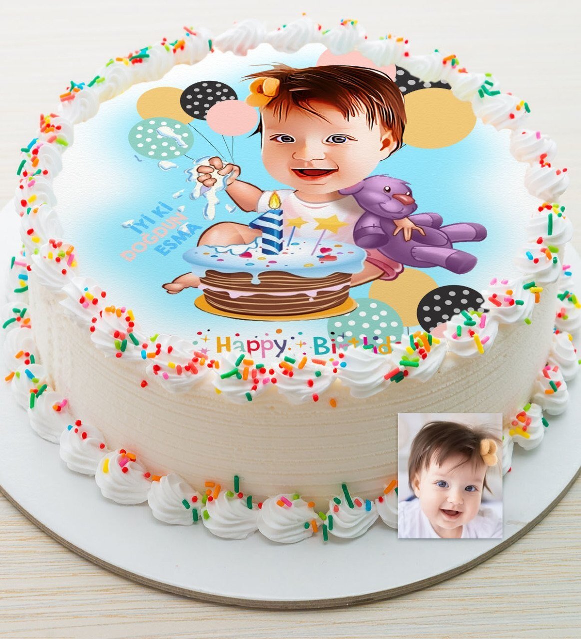 Торт с сахарной картинкой сверху