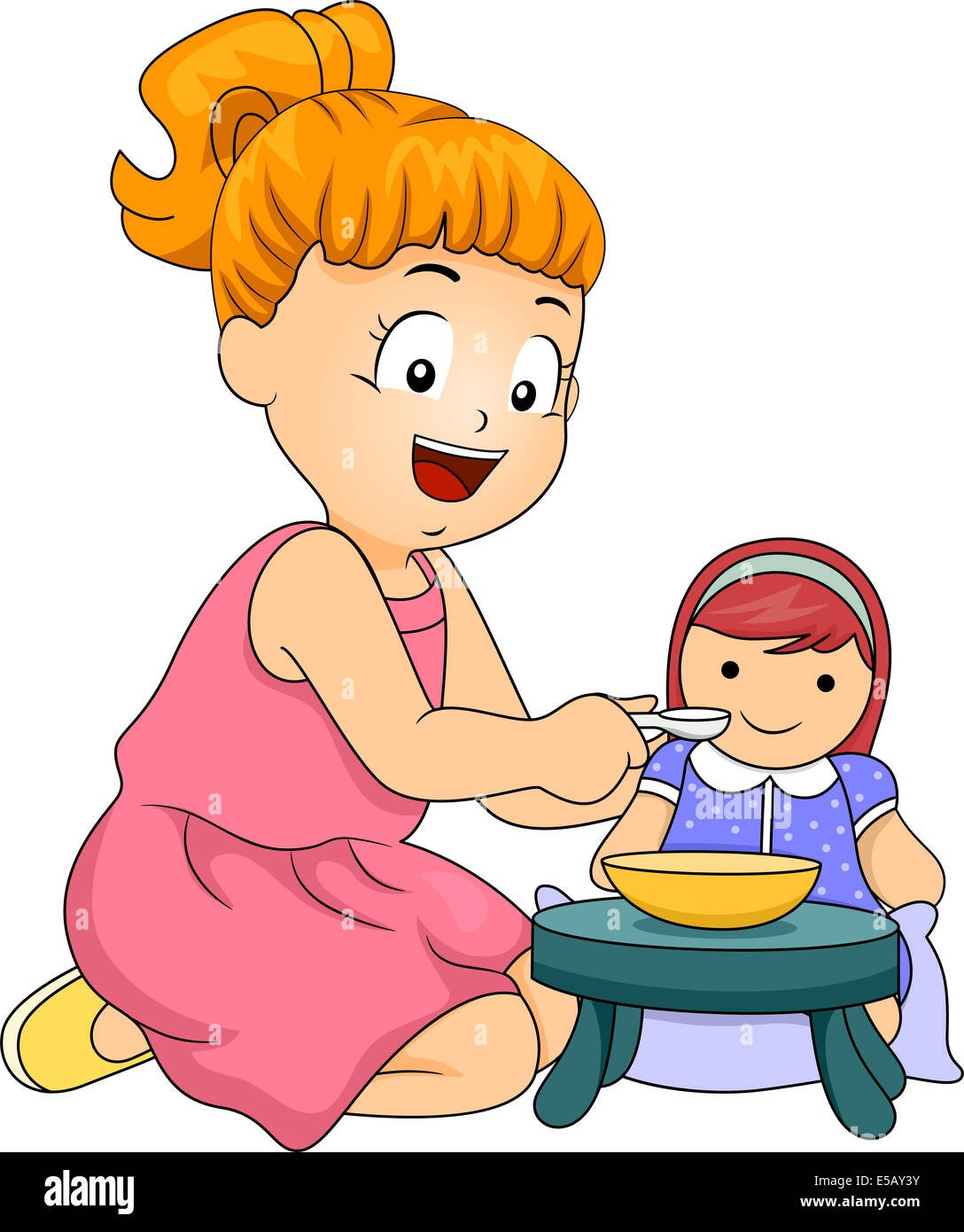 Мама кормит куклу