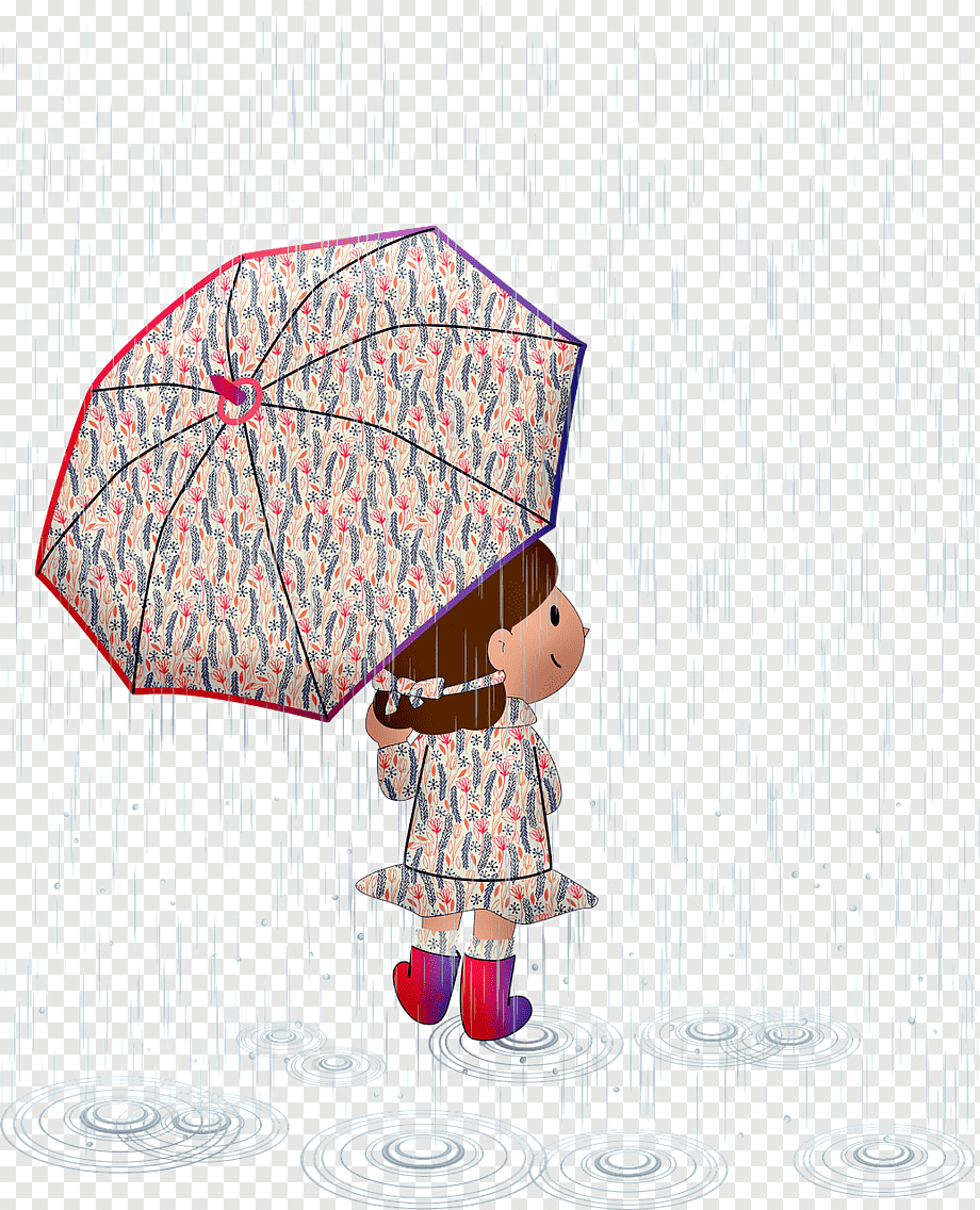 Дождик и ребенок мультяшный