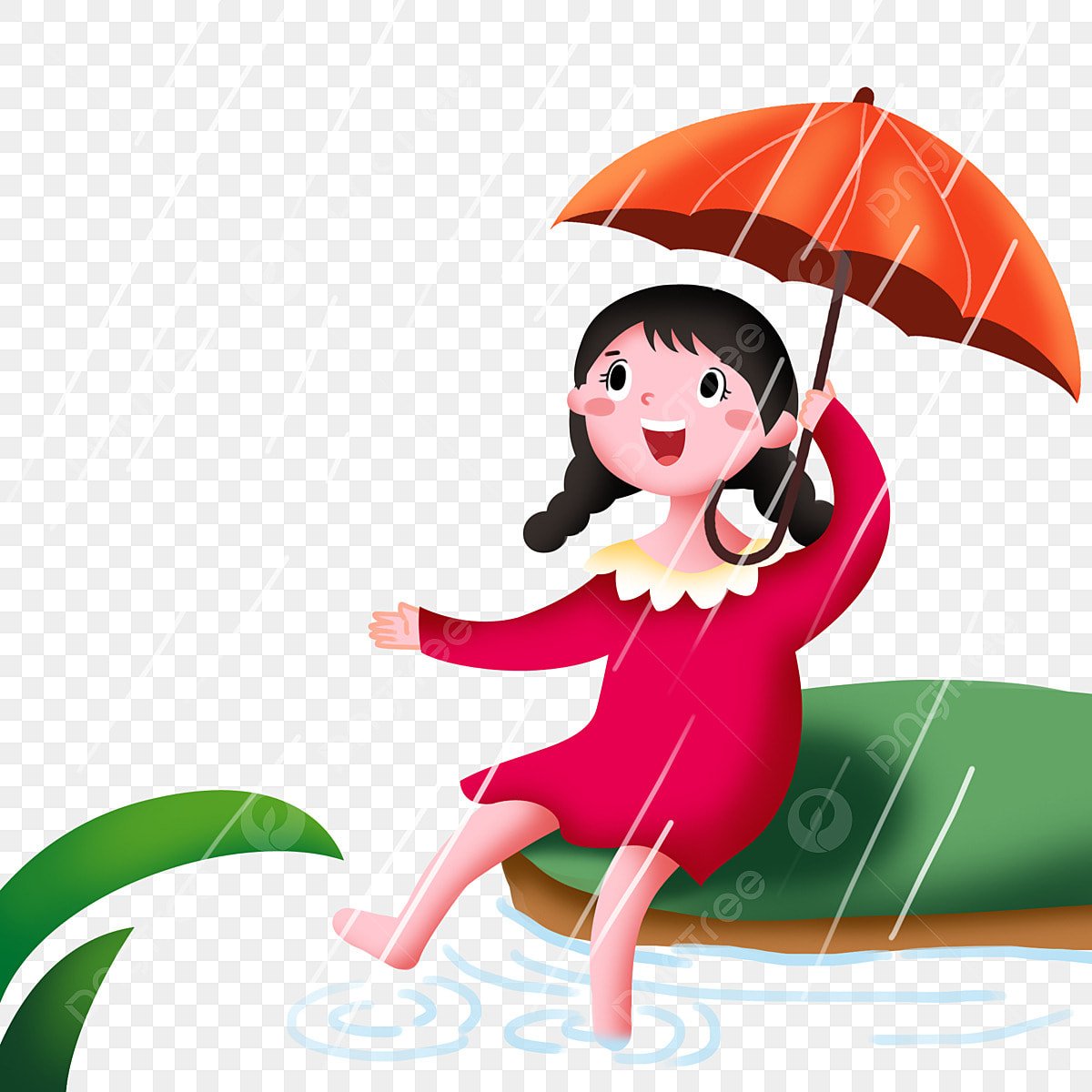 Девочка с зонтиком силуэт