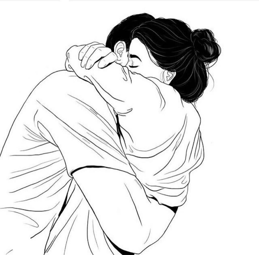 Парень и девушка обнимаются рисунок