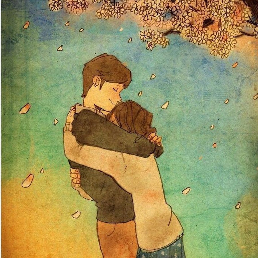 Влюбленные обнимаются