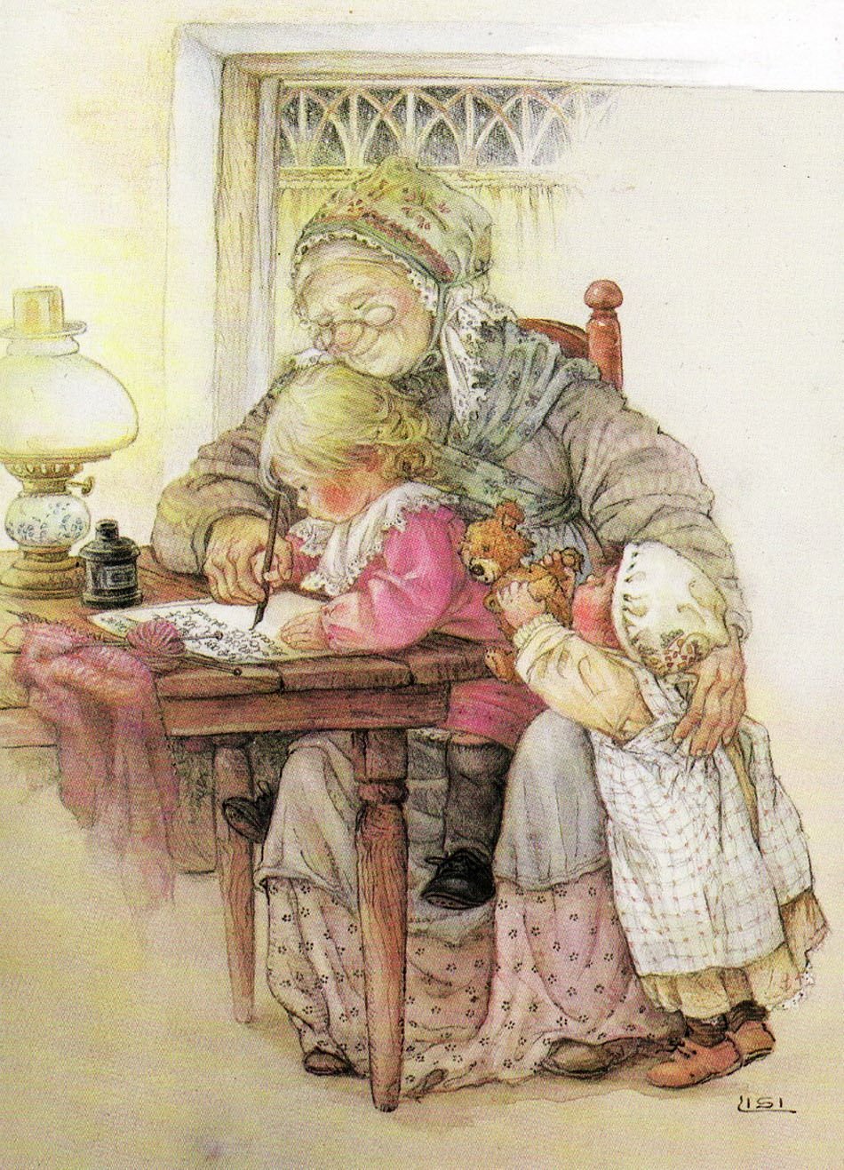 Бабушка и внучка рисунок