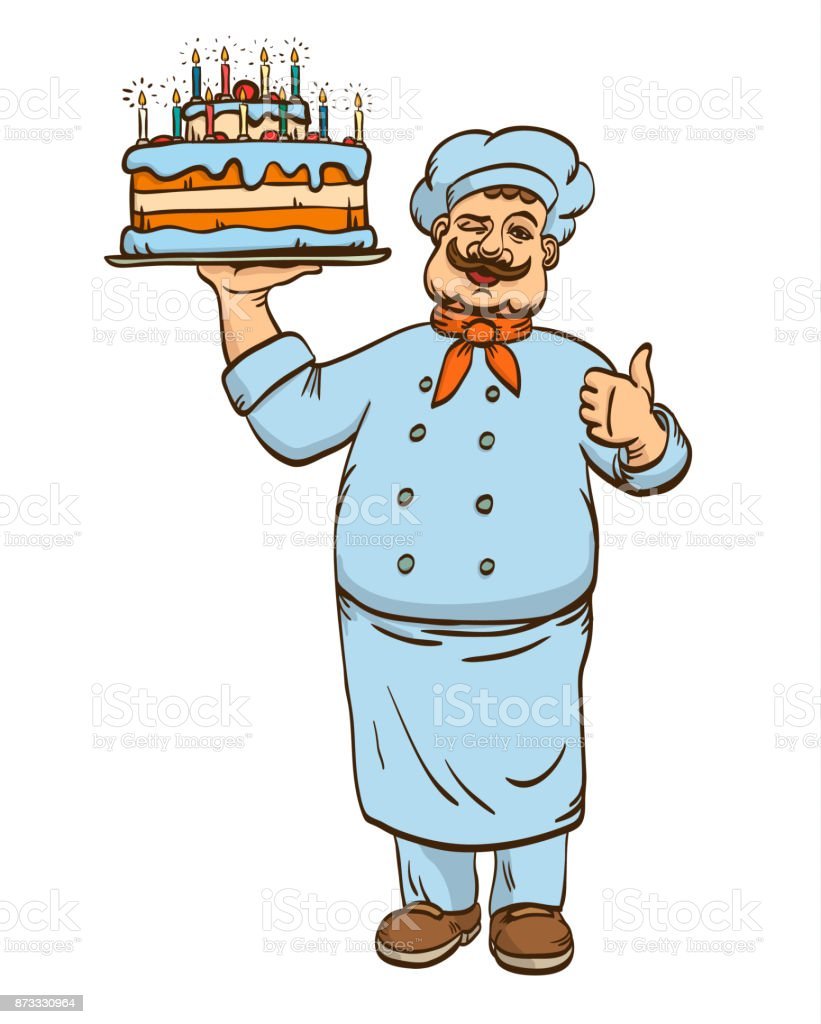 Повар с подносом рисунок