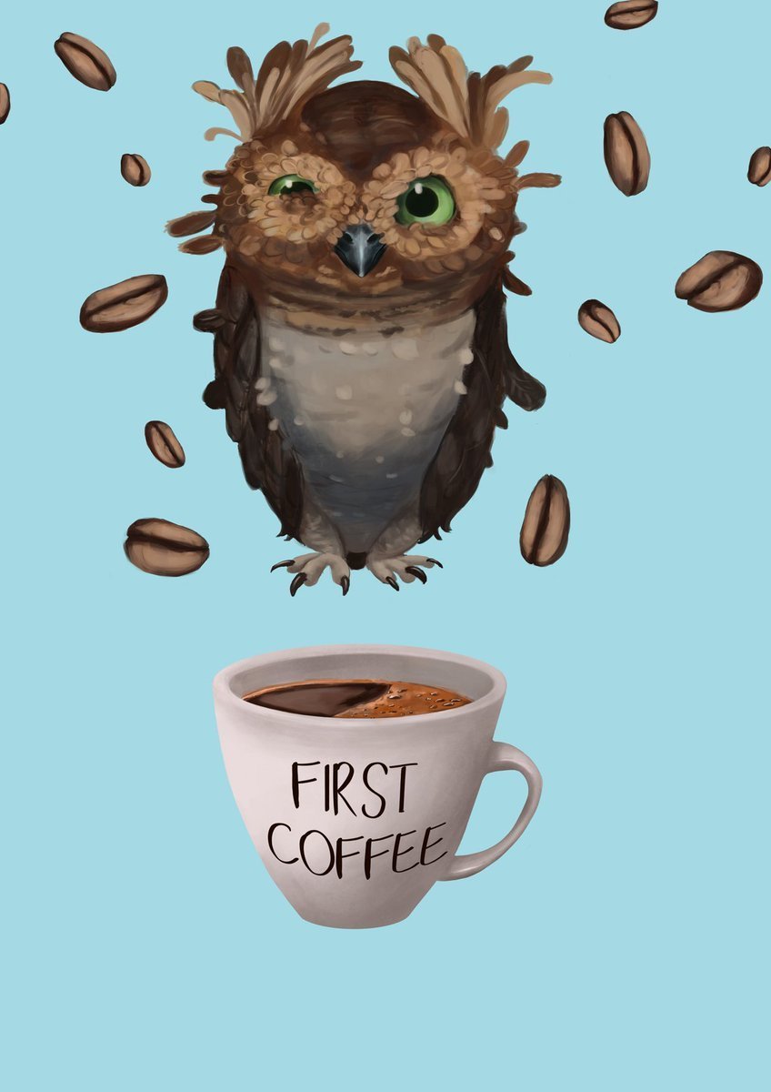 Совенок с кофе