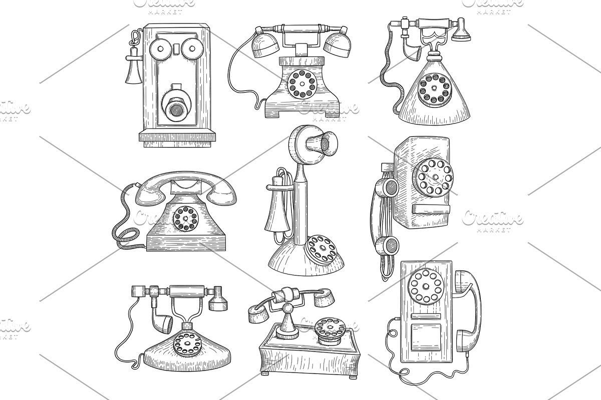 Как нарисовать ретро телефон