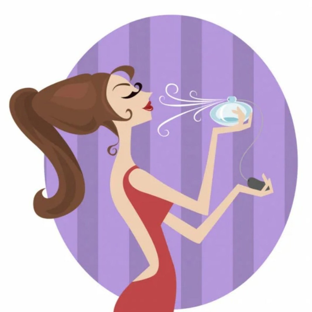 Мультяшная девушка с духами