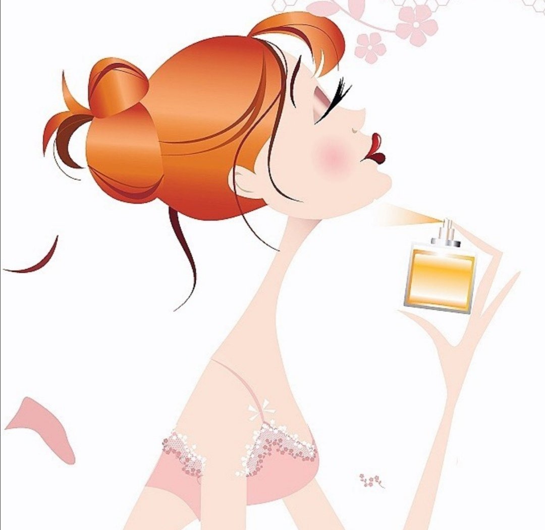 Нарисованная девушка с духами