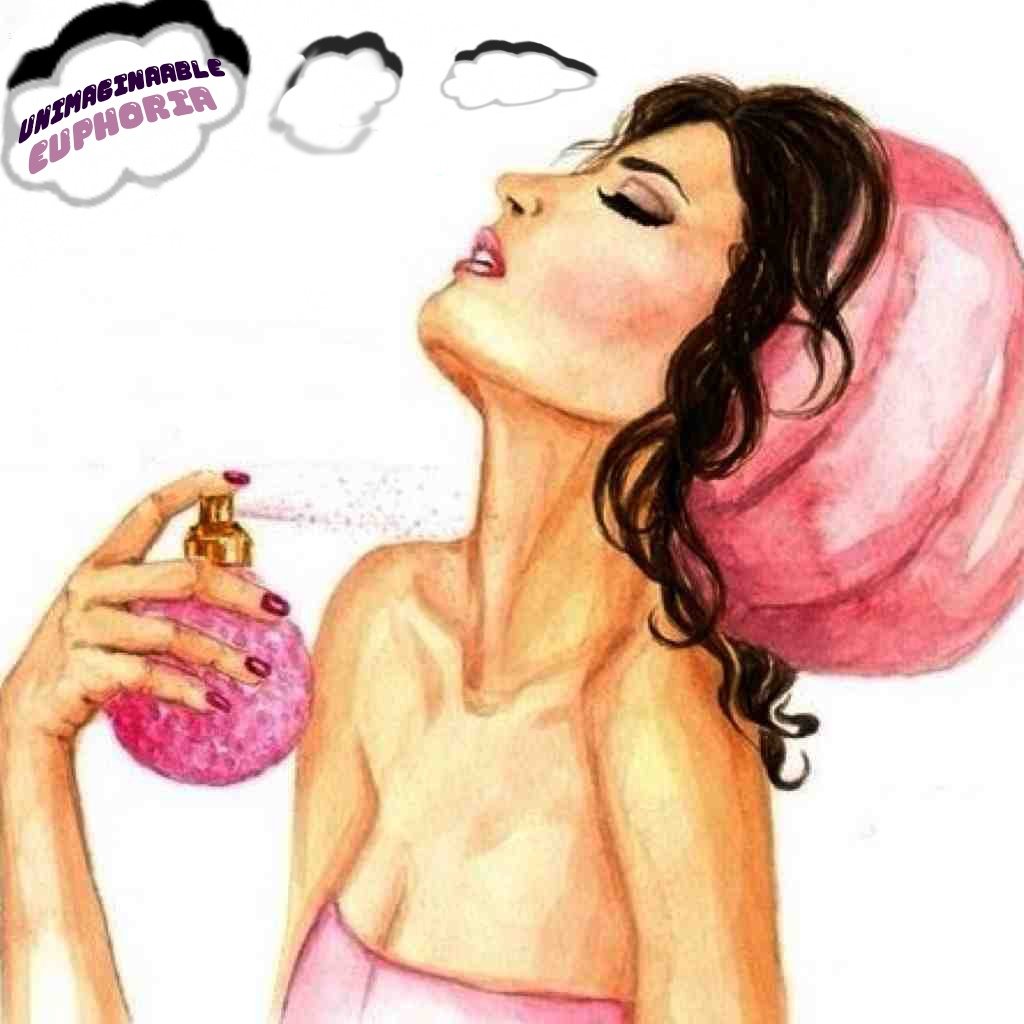 Нарисованная девушка с духами