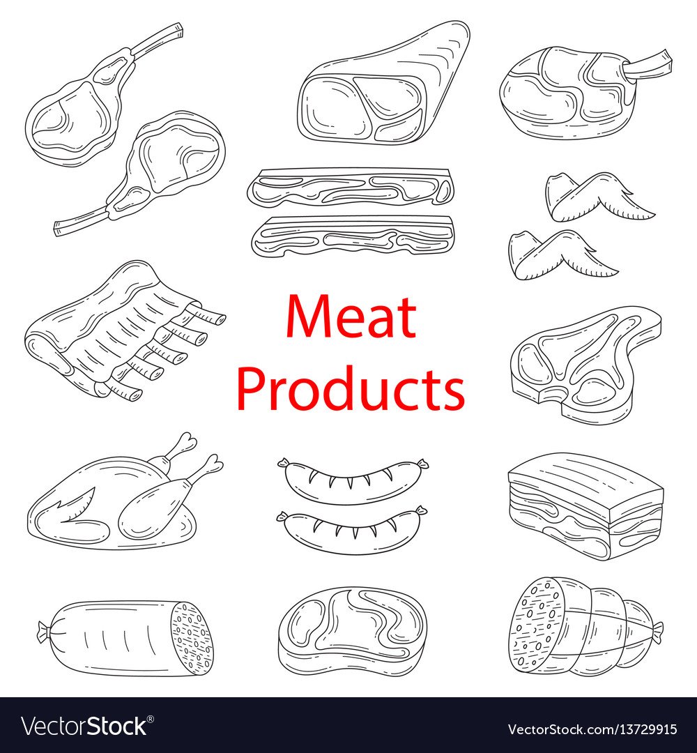 Мясо раскраска для детей