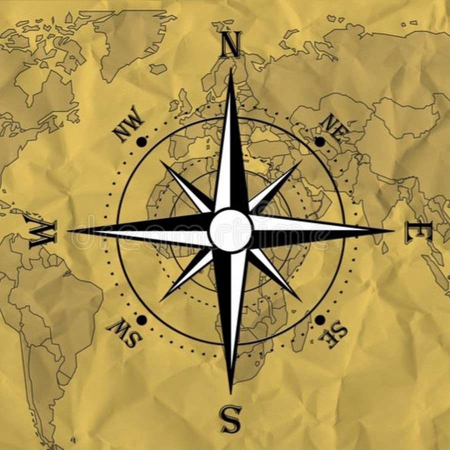 Карта мира с компасом