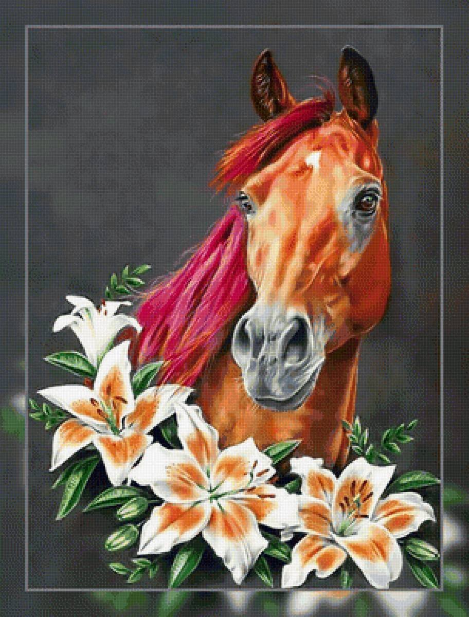 Лошадь с цветами