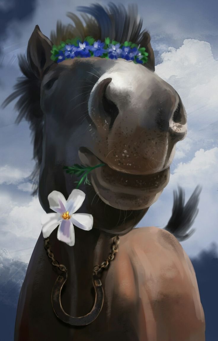 Лошадь цветы