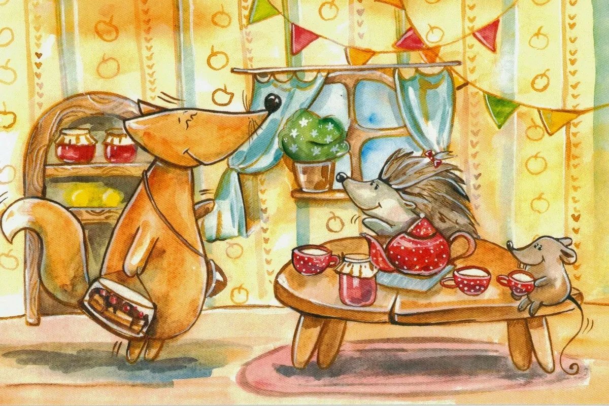 Милые иллюстрации чаепитие