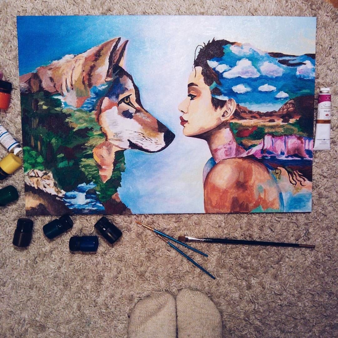 Рисунок на грунтованном холсте