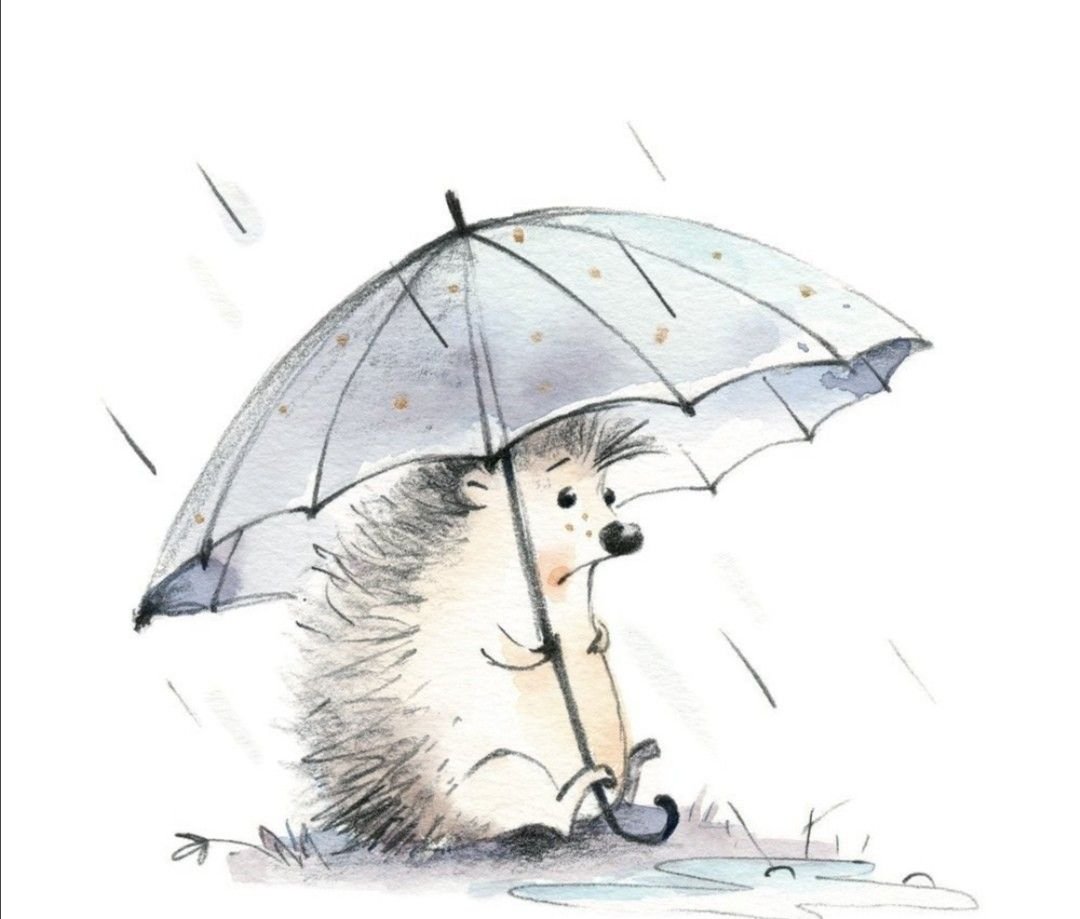 Ежик под зонтиком
