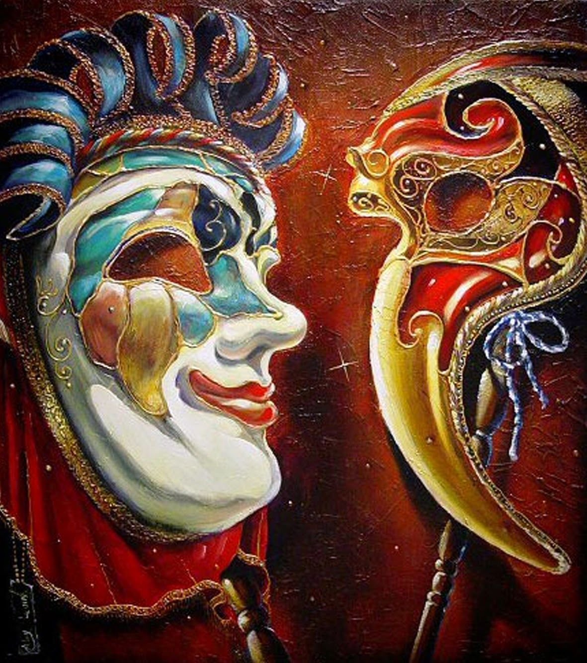 Alex Levin картины Венеция маски карнавал