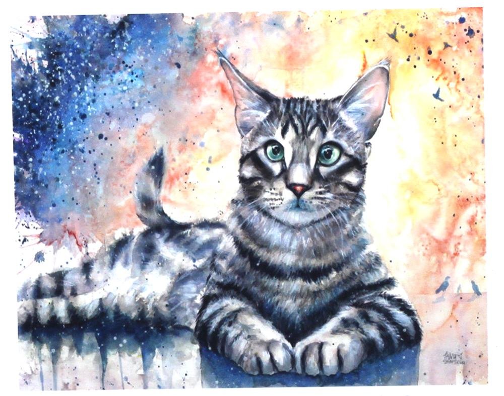 Кошка красками