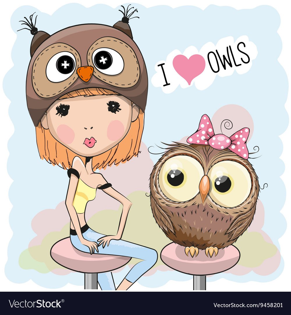 Сова на белом фоне мультяшная
