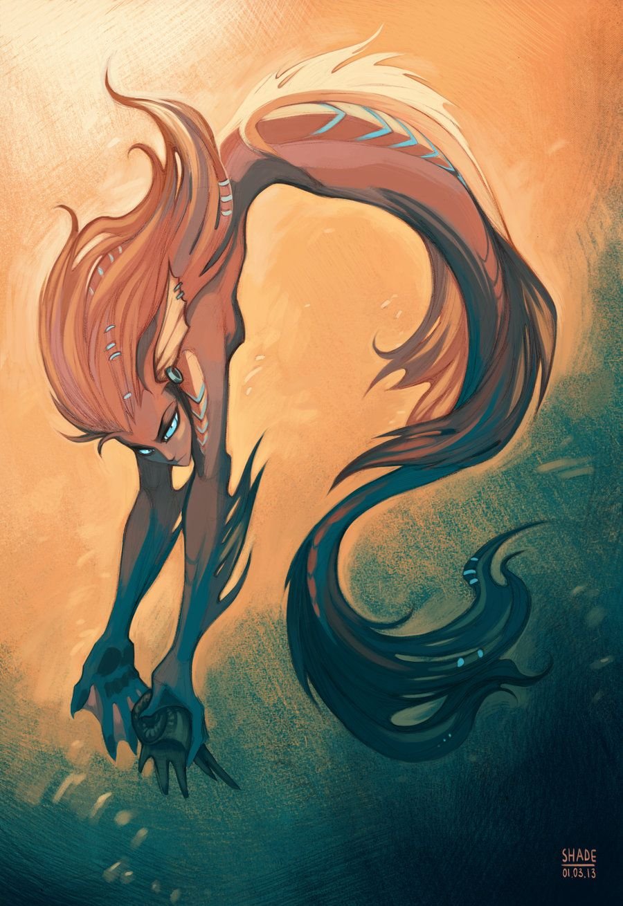 Русалка с длинным хвостом