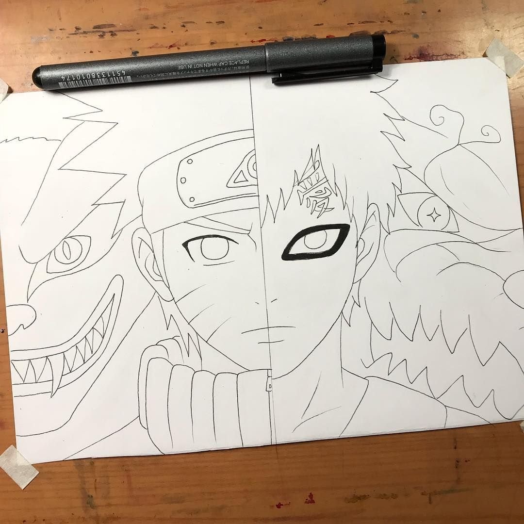 Наруто на холсте рисунок