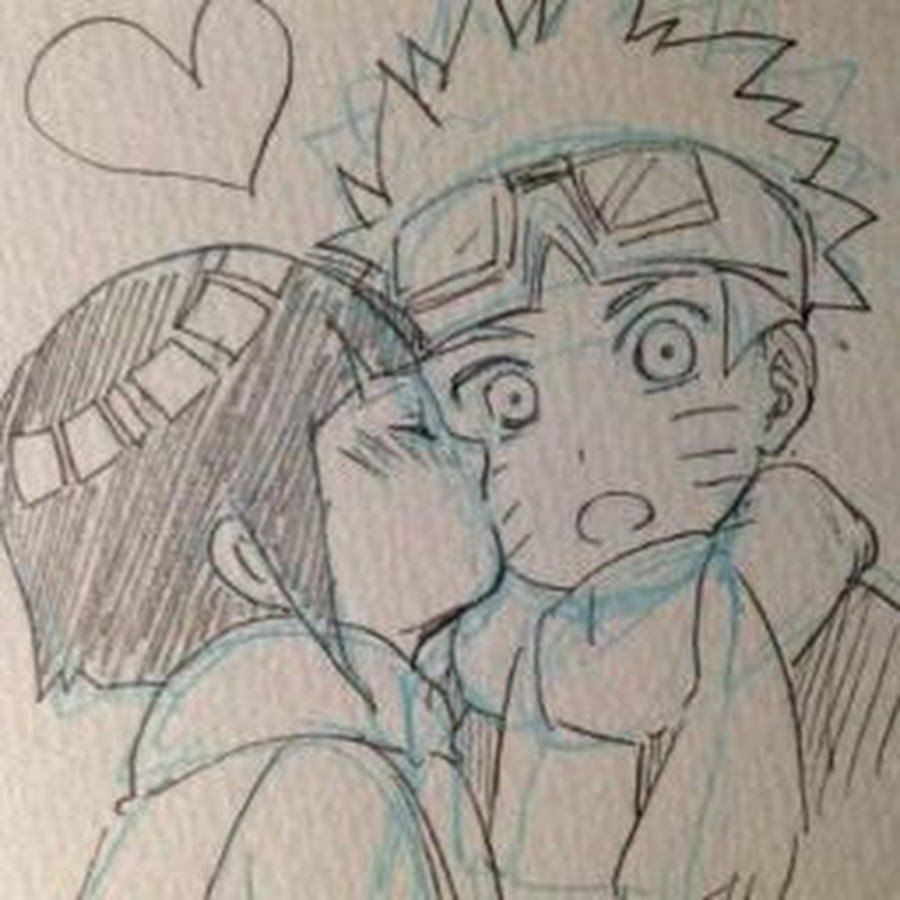Наруто и Хината рисунок карандашом
