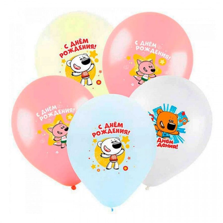 Шар (12"/30см) СДР Фиксики, ассорти пастель 5 ст., 100 шт.